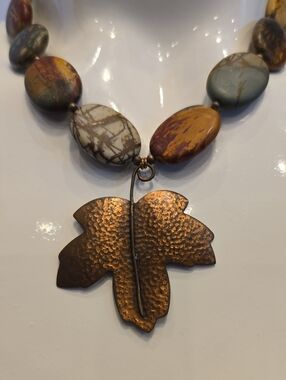 Handcrafted Jasper Coldwater Creek Stone Necklace Copper Clasp Natural STONES